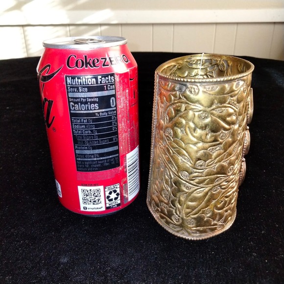 Iris Apfel & Bajalia Brass Turquoise & Coral Inlay HUGE Statement Cuff Bracelet - Picture 5 of 16